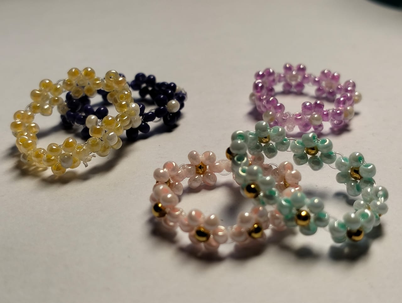 Beaded Flower Rings
