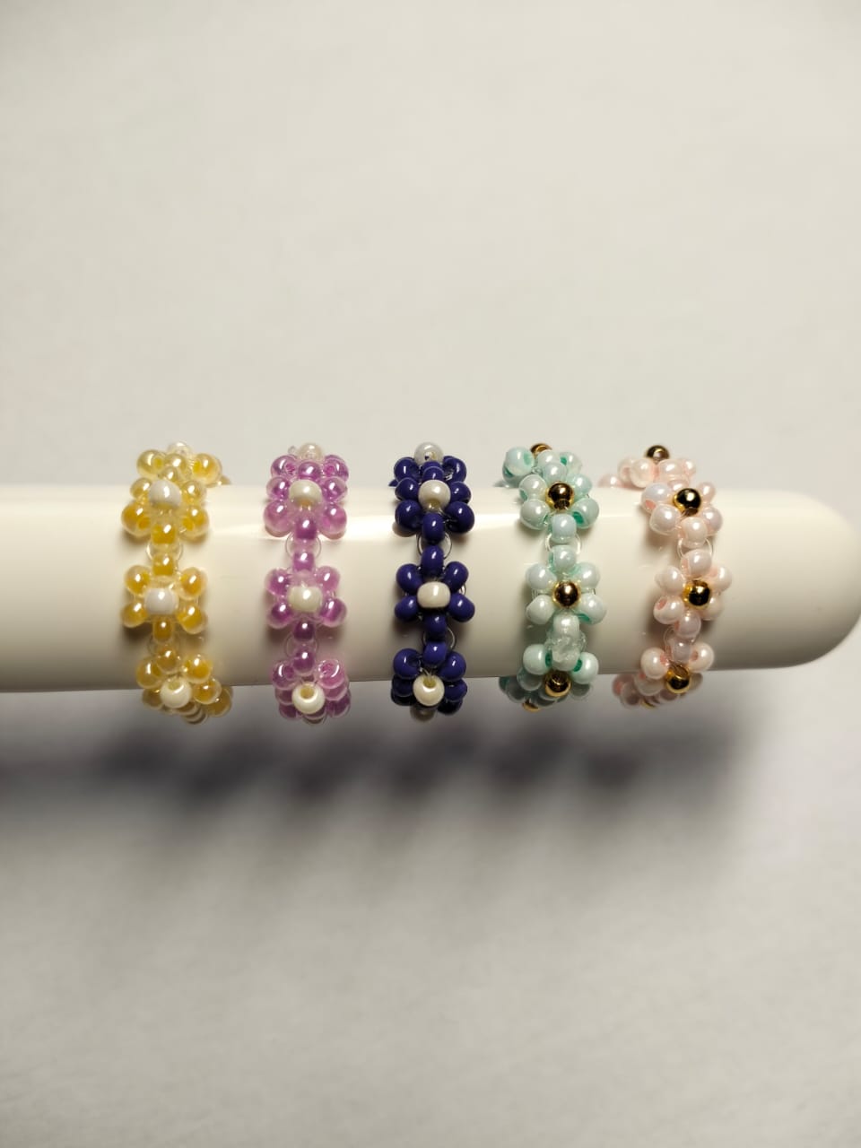Beaded Flower Rings