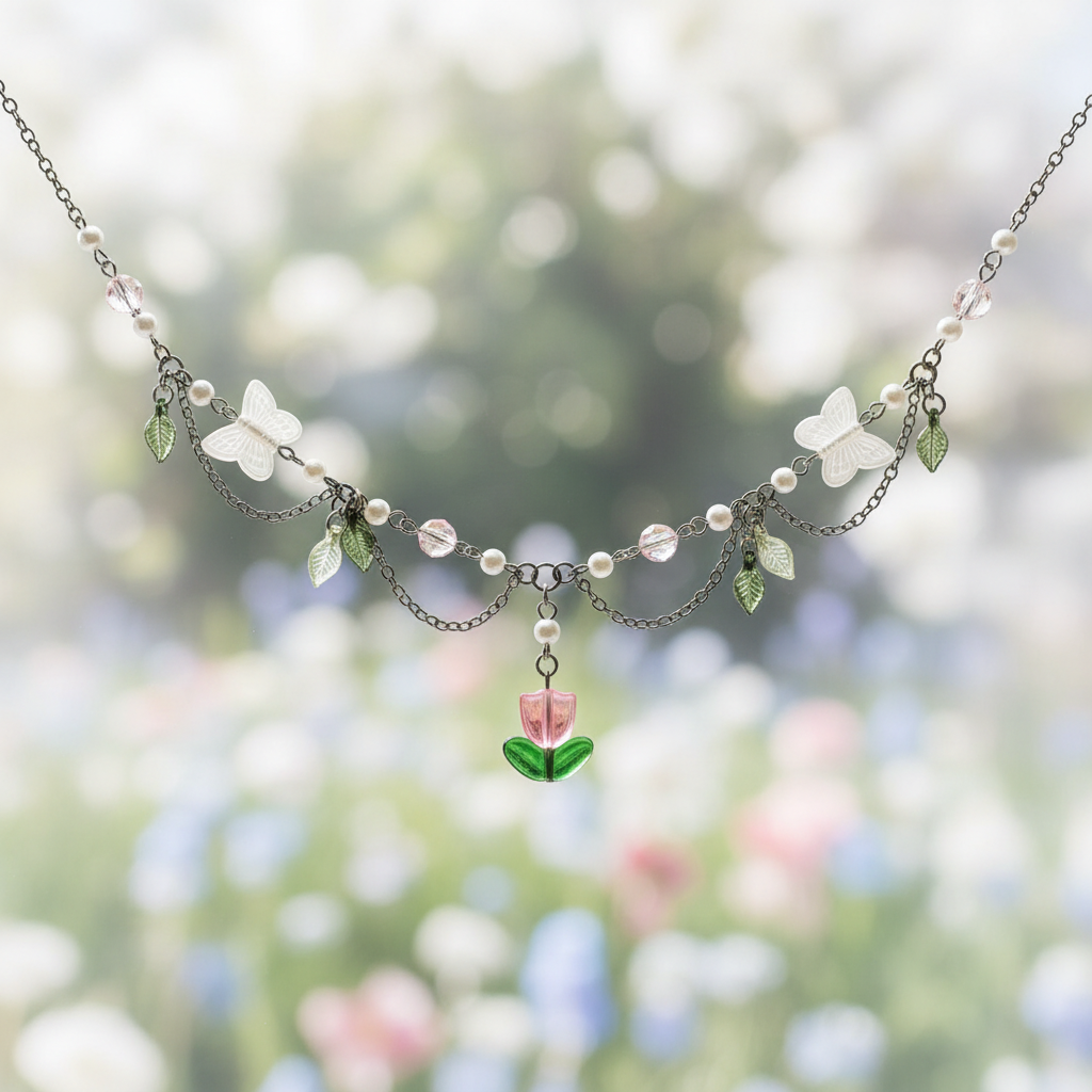 Necklace floating with soft blurred background
